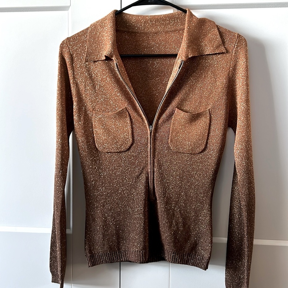 Lurex 3/4 Zip Ombré Top - Picture 2 of 9